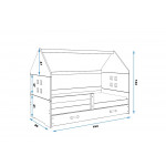 Detská posteľ domček DOMI biela - zelená so zásuvkou 160x80cm